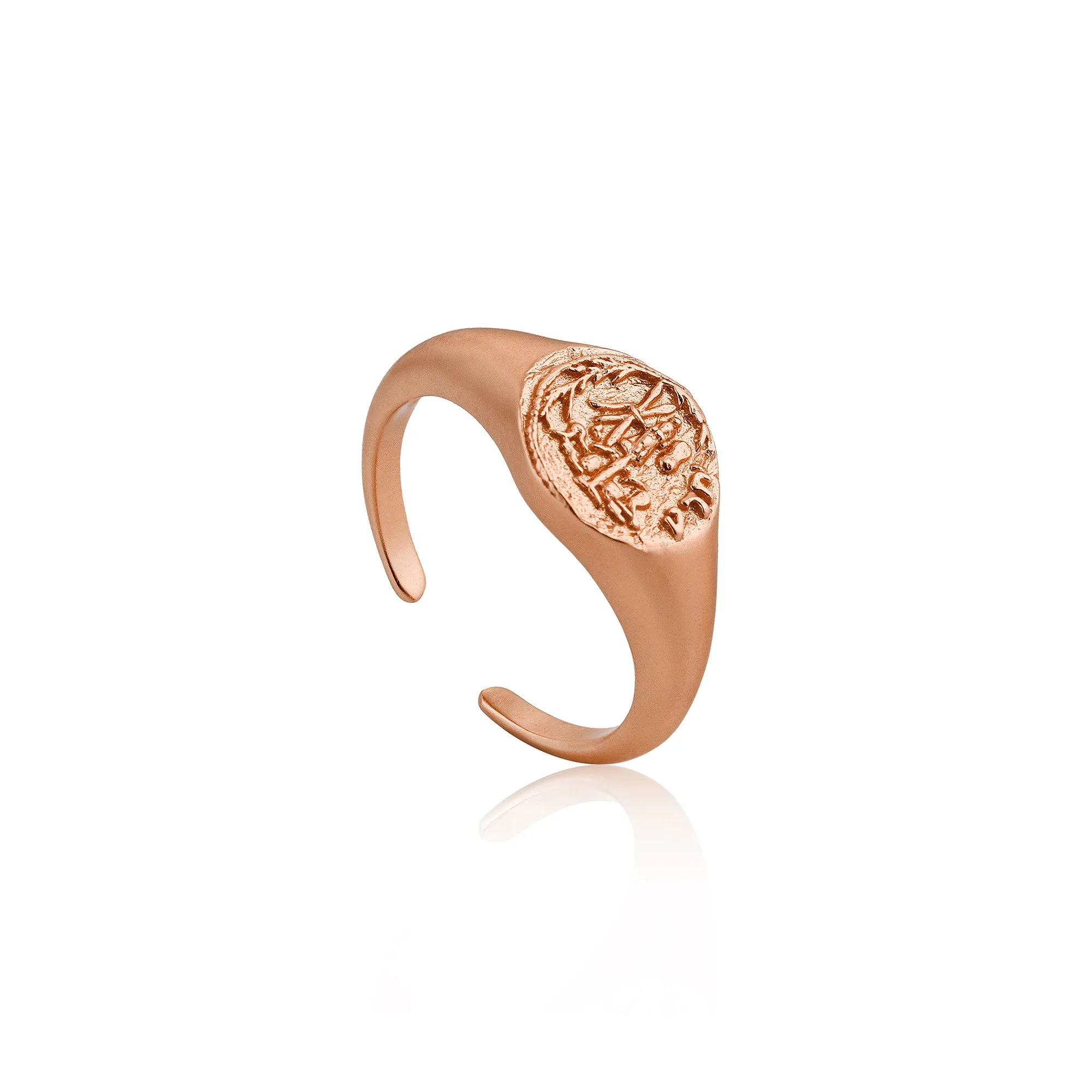 Rose Gold Emblem Adjustable Signet Ring