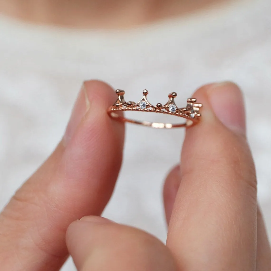 Royal Crown Ring - 14k Rose Gold Vermeil Ring - Princess Tiara Ring