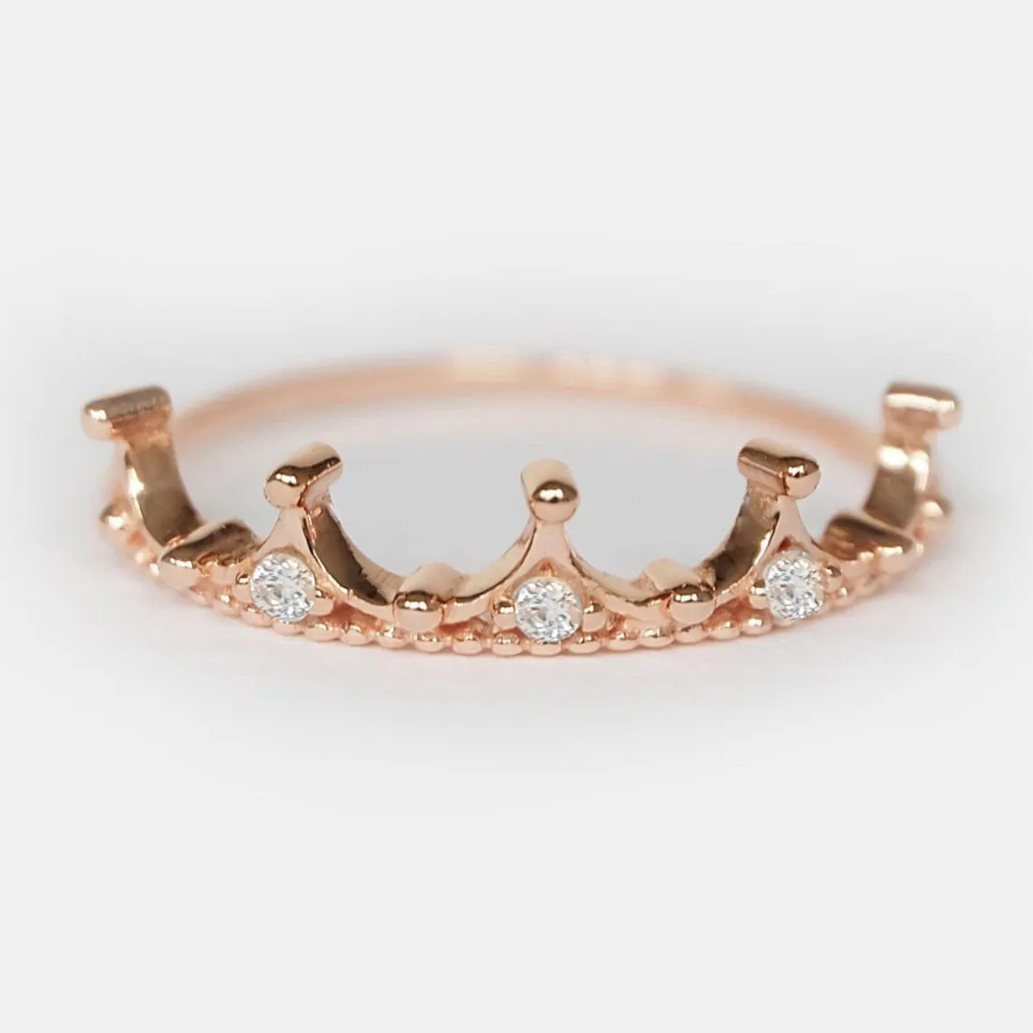 Royal Crown Ring - 14k Rose Gold Vermeil Ring - Princess Tiara Ring