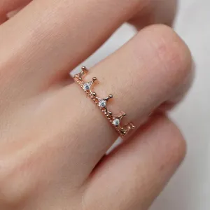 Royal Crown Ring - 14k Rose Gold Vermeil Ring - Princess Tiara Ring