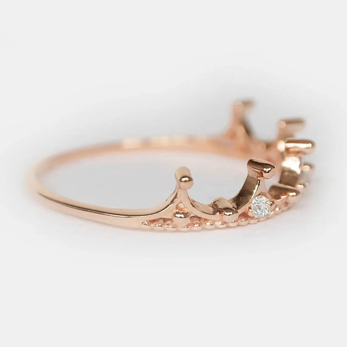 Royal Crown Ring - 14k Rose Gold Vermeil Ring - Princess Tiara Ring