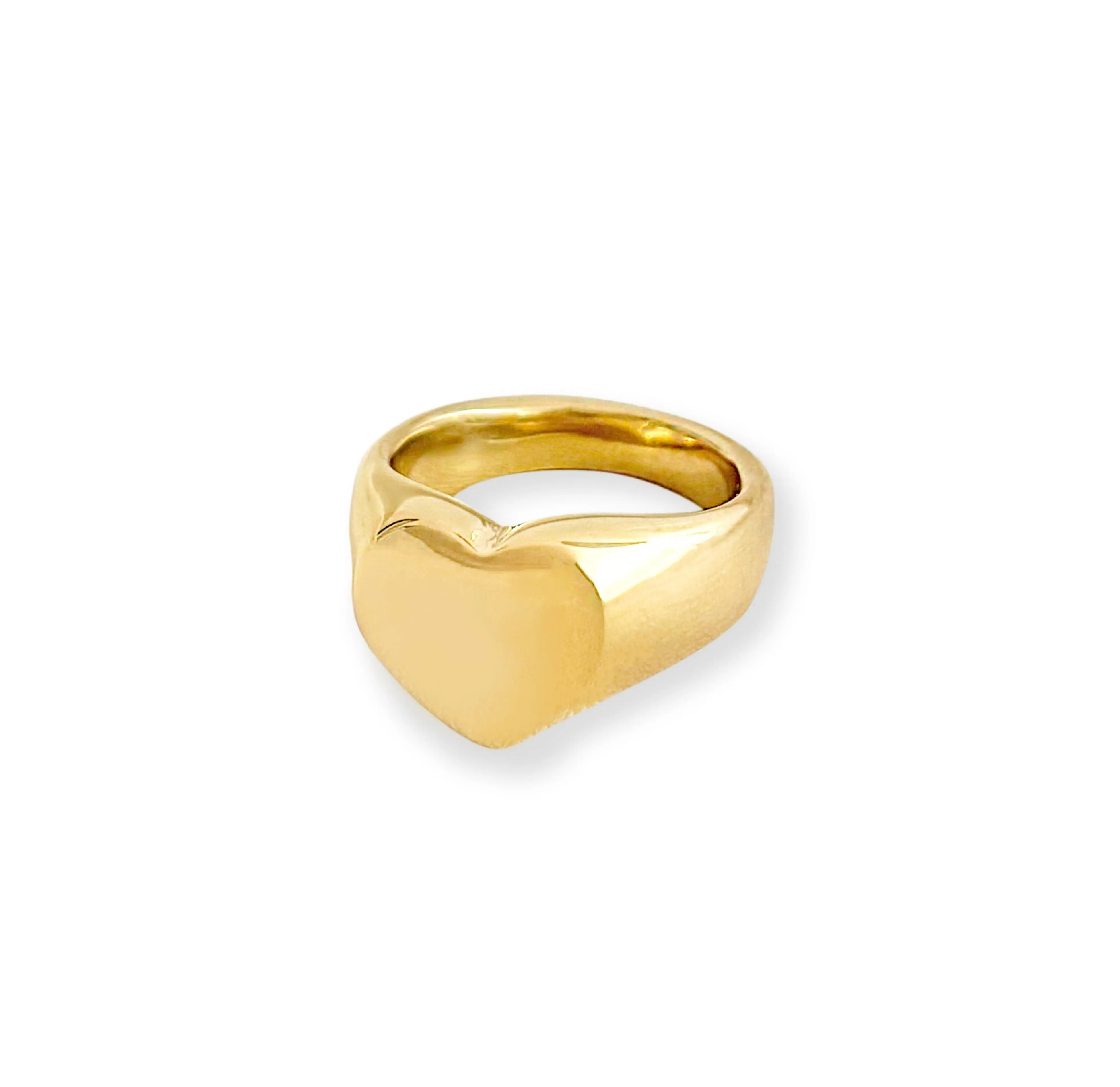 SADIE GOLD CHUNKY HEART SIGNET RING