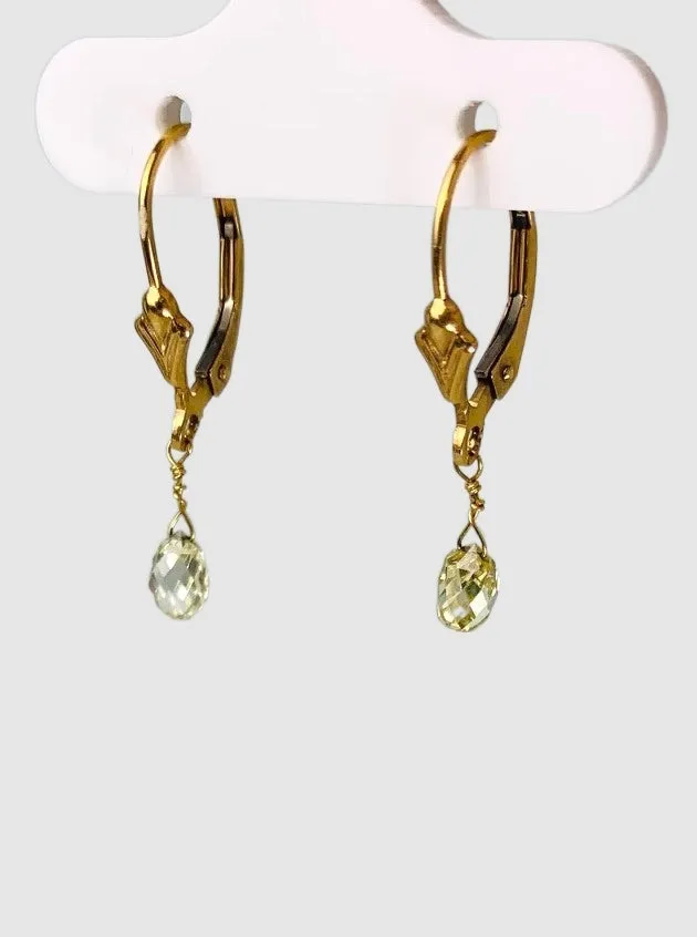 SALE - Fine Diamond Briolette Drop Earrings in 14KW - EAR-084-DIA14Y-WH 1ctw