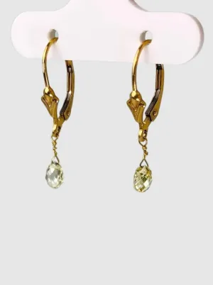 SALE - Fine Diamond Briolette Drop Earrings in 14KW - EAR-084-DIA14Y-WH 1ctw