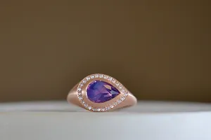 Sapphire Pear with Halo