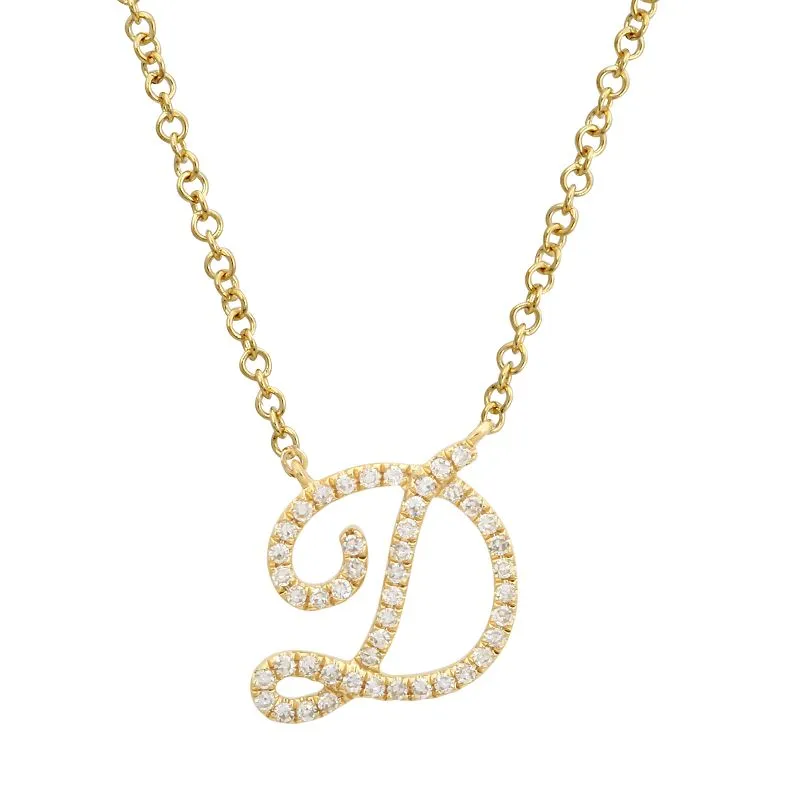 SCRIPT DIAMOND NITIAL NECKLACES