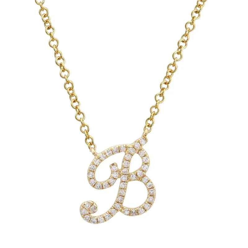 SCRIPT DIAMOND NITIAL NECKLACES