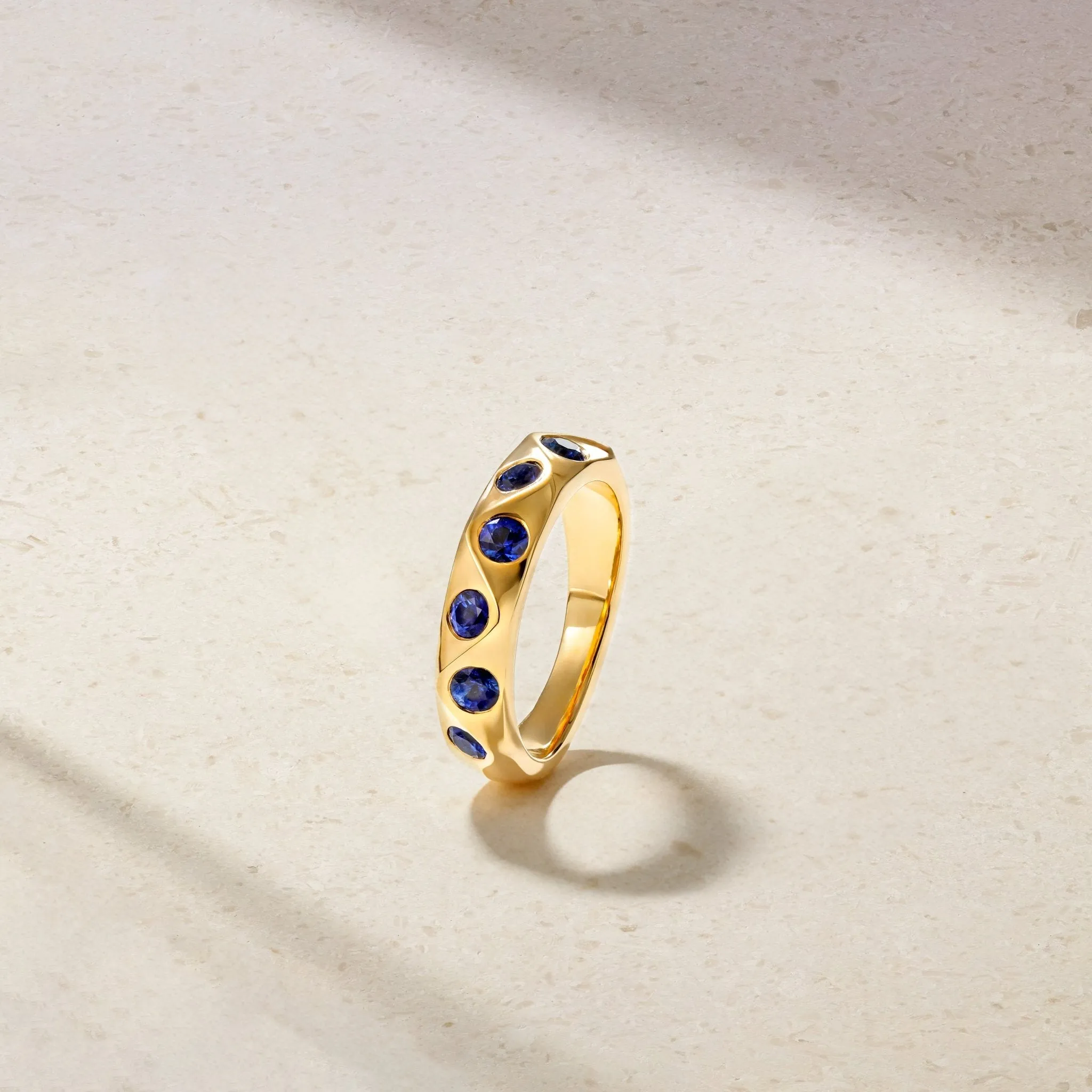 Sculpted Sapphire Wave Ring