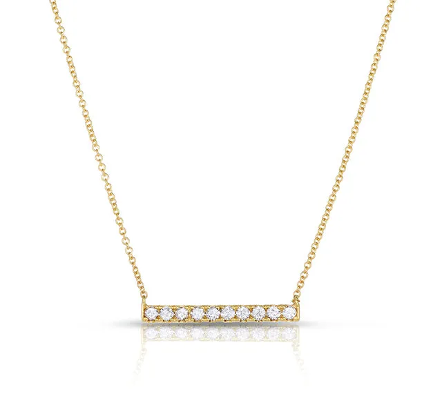 Secret Message Diamond Bar Necklace in Gold