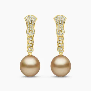 Selene 18K Yellow Gold South Sea Pearl and Diamond Zip Earrings