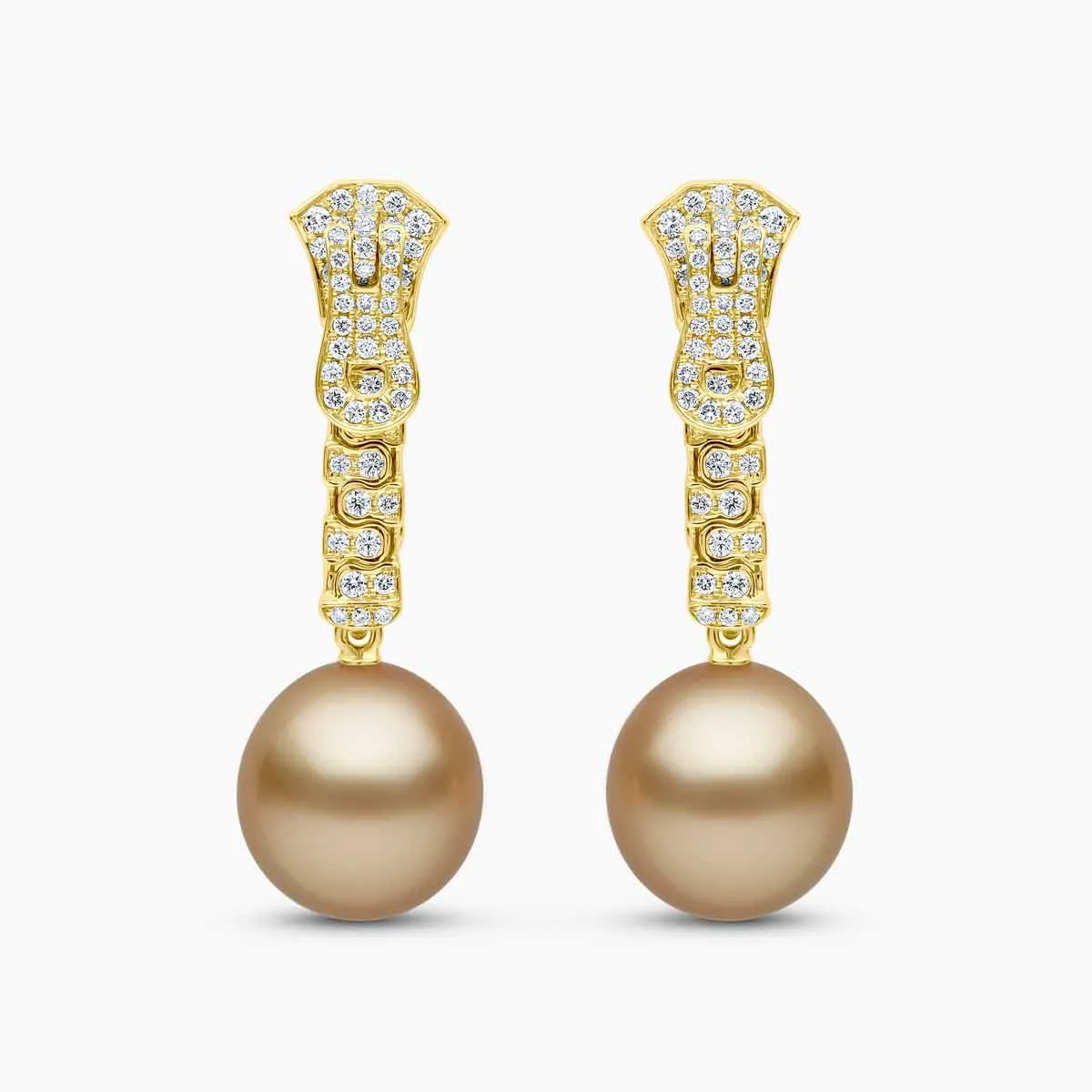 Selene 18K Yellow Gold South Sea Pearl and Diamond Zip Earrings