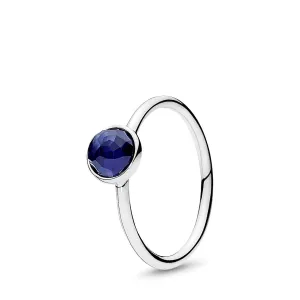 September birthstone silver ring with synthetic sapphire, 6 mm