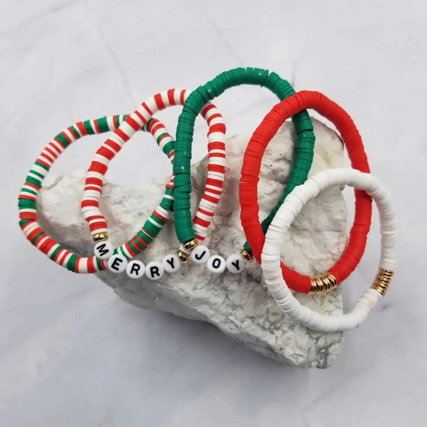 Set of 5 Christmas Bracelets - Stack Them, Share Them, Wear Them!