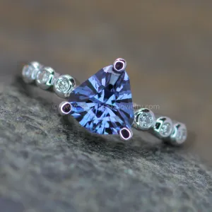 Seven Stone Diamond Accented Prong Setting - Depicted with a Lilac Spinel (Setting Only, Center Stone Sold Separately)