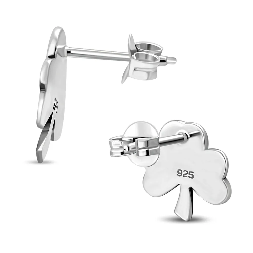 Shamrock Stud Sterling Silver Earrings