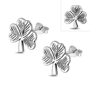 Shamrock Stud Sterling Silver Earrings