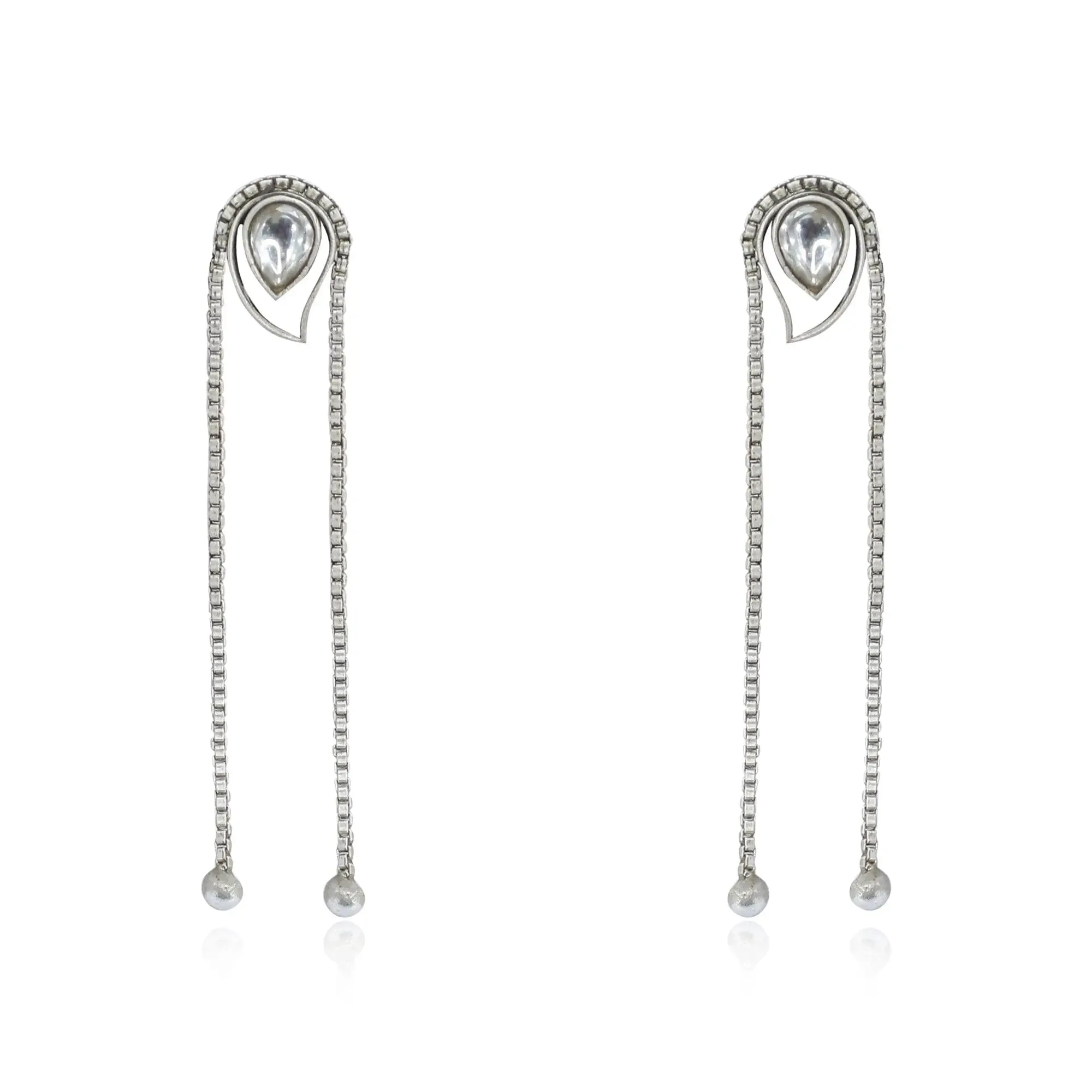 Silver 92.5 Aam Ras With Chain Earring