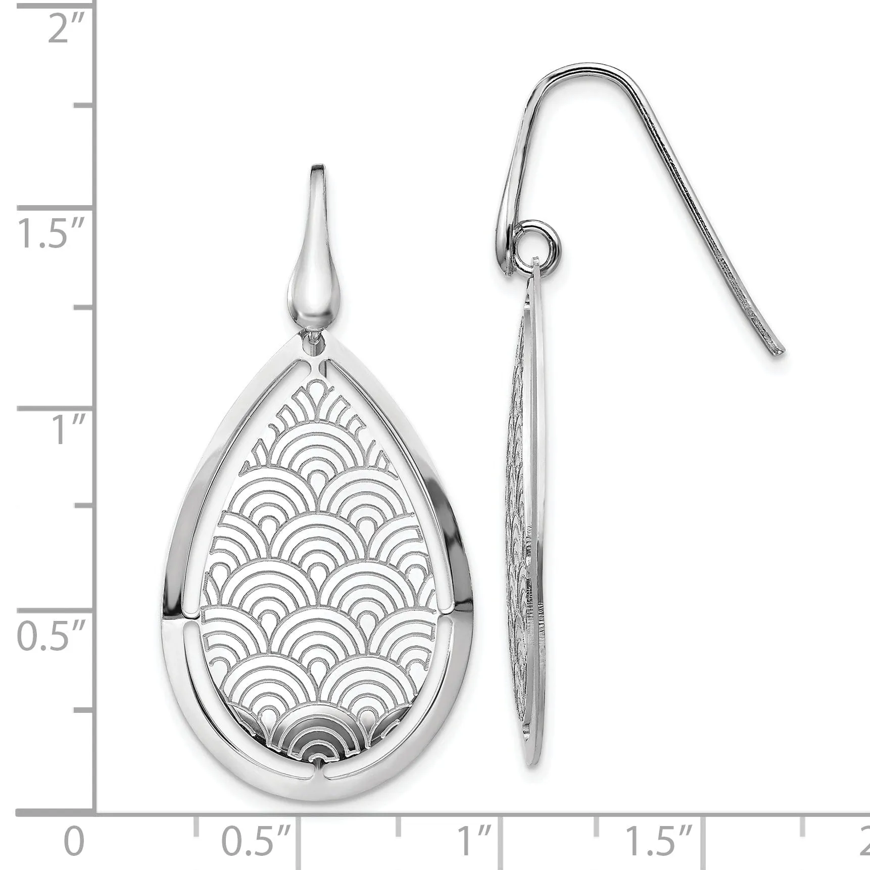 Silver Brushed/Polished Finish Laser Cut Dangle Earrings