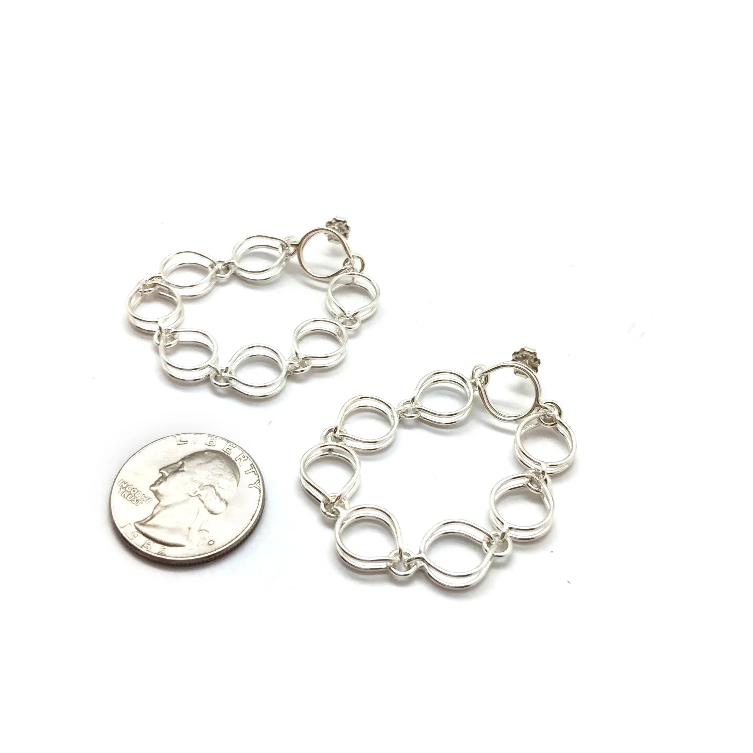 Silver Bubble Link Earrings