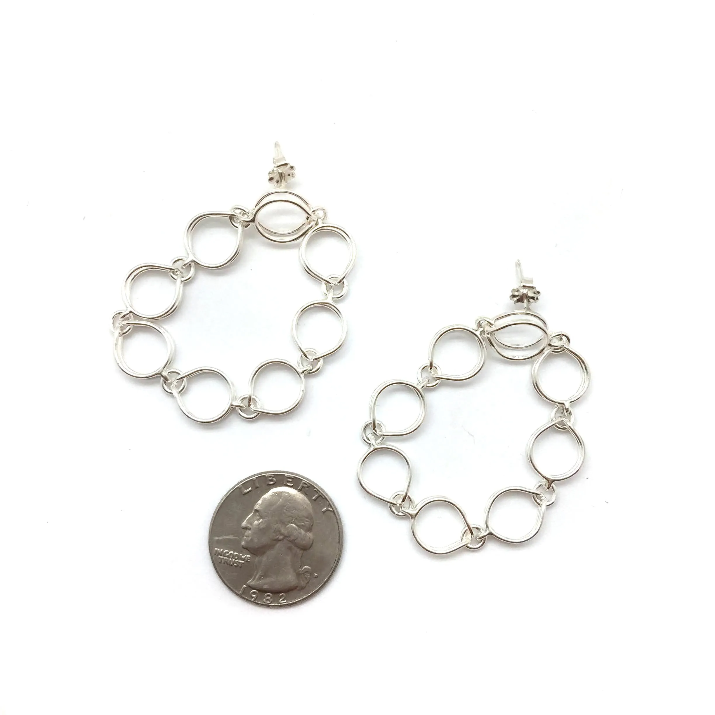 Silver Bubble Link Earrings