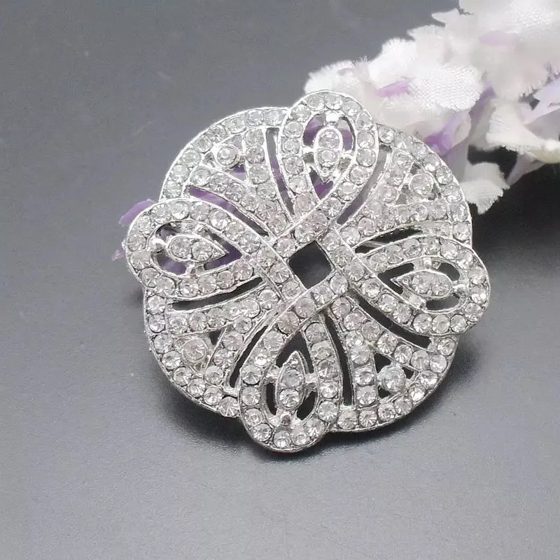 Silver Rhinestone Brooch - Style 16