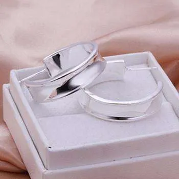 Silver Smooth Hoop Stud Earrings for Woman