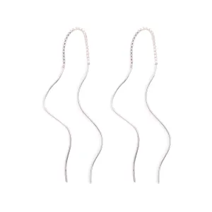 Silver Wavy Threader Earrings