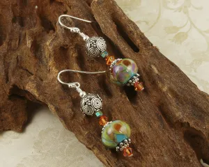 Southwest Turquoise Lampwork Earrings