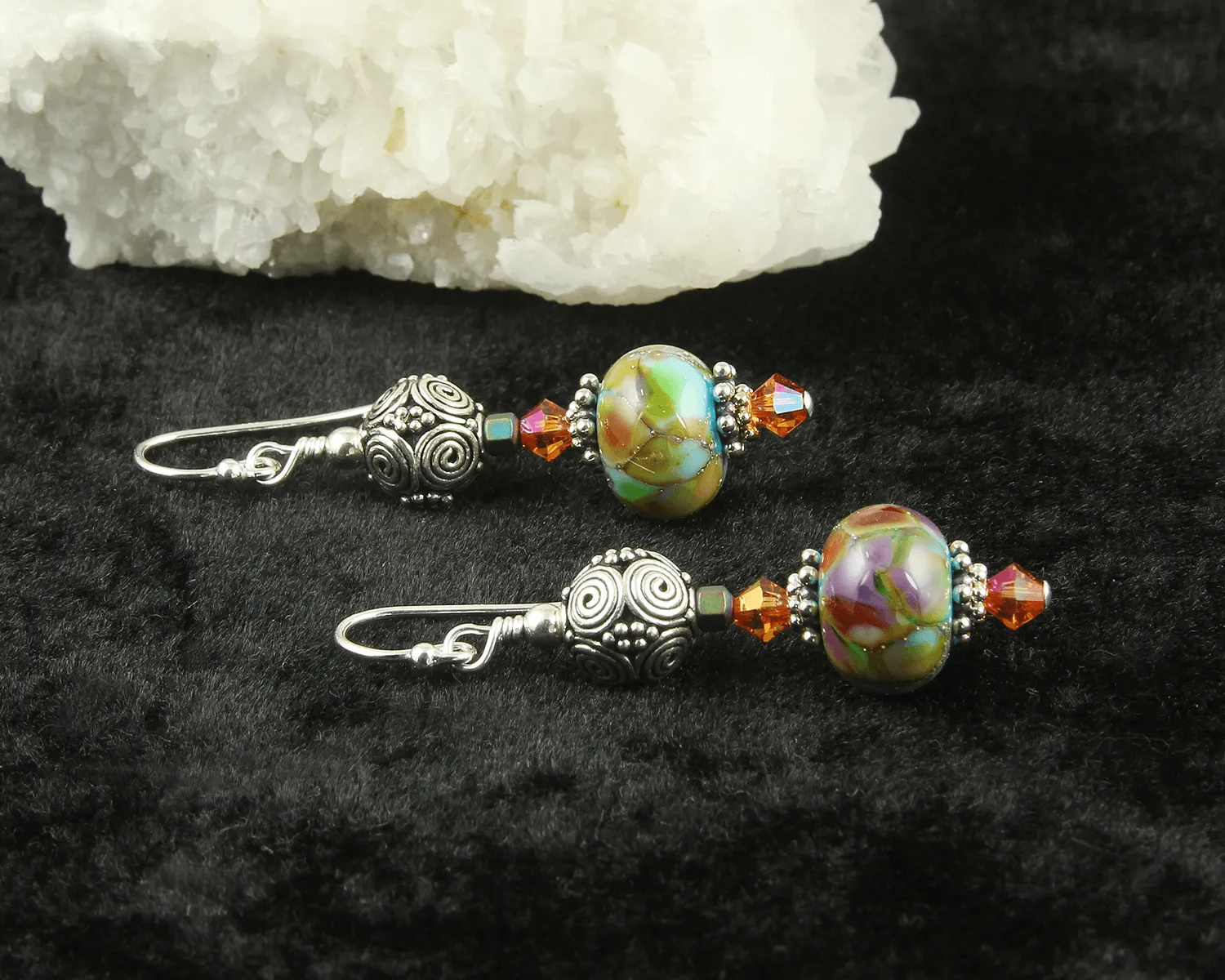 Southwest Turquoise Lampwork Earrings