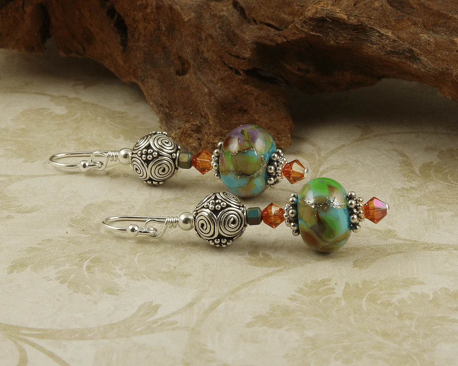 Southwest Turquoise Lampwork Earrings