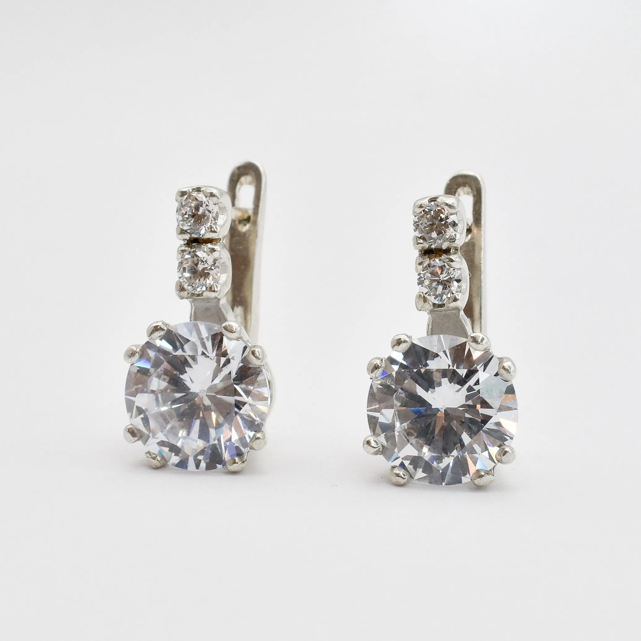 Sparkly Diamond Earrings - Drop Diamond Earrings - Elegant Vintage Earrings