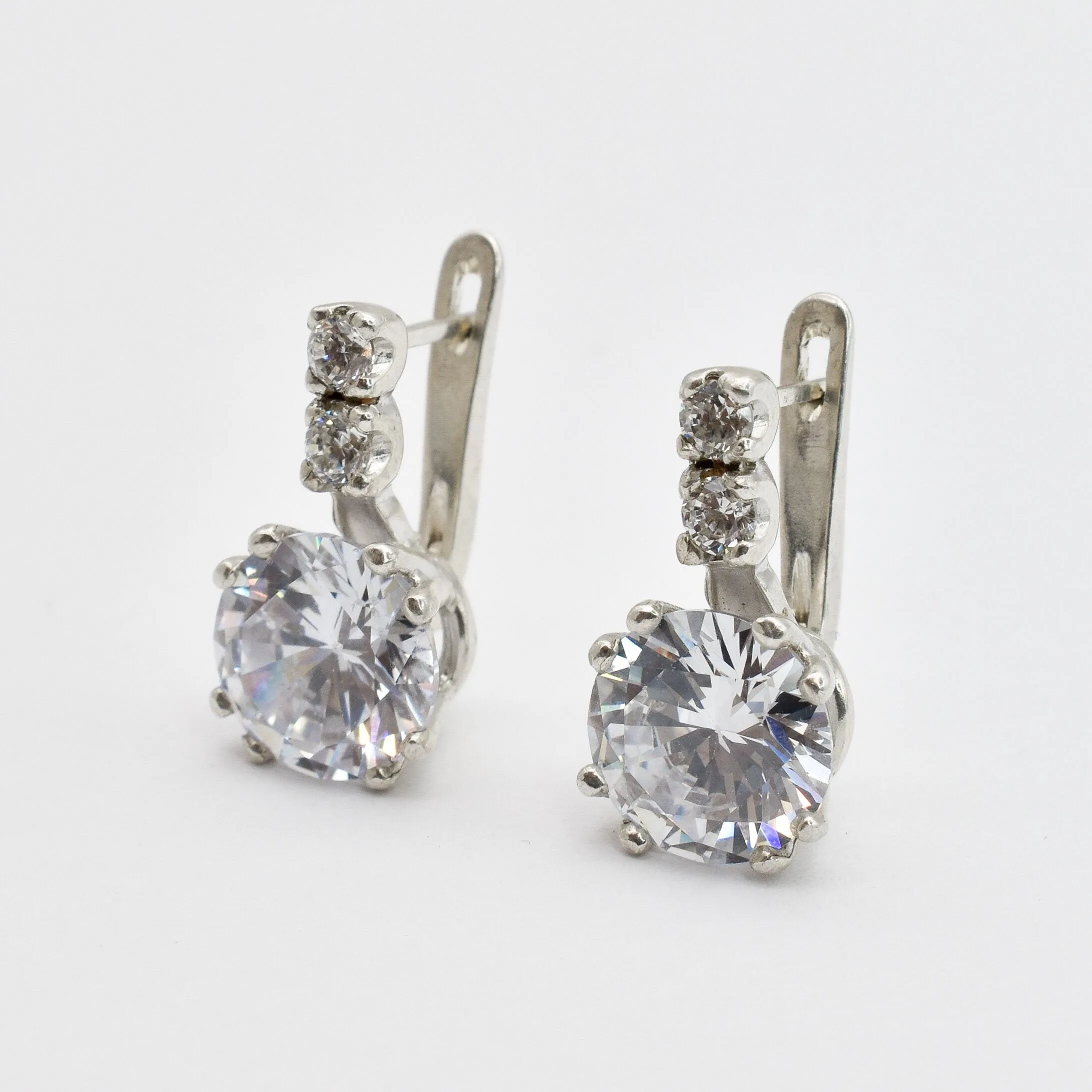 Sparkly Diamond Earrings - Drop Diamond Earrings - Elegant Vintage Earrings