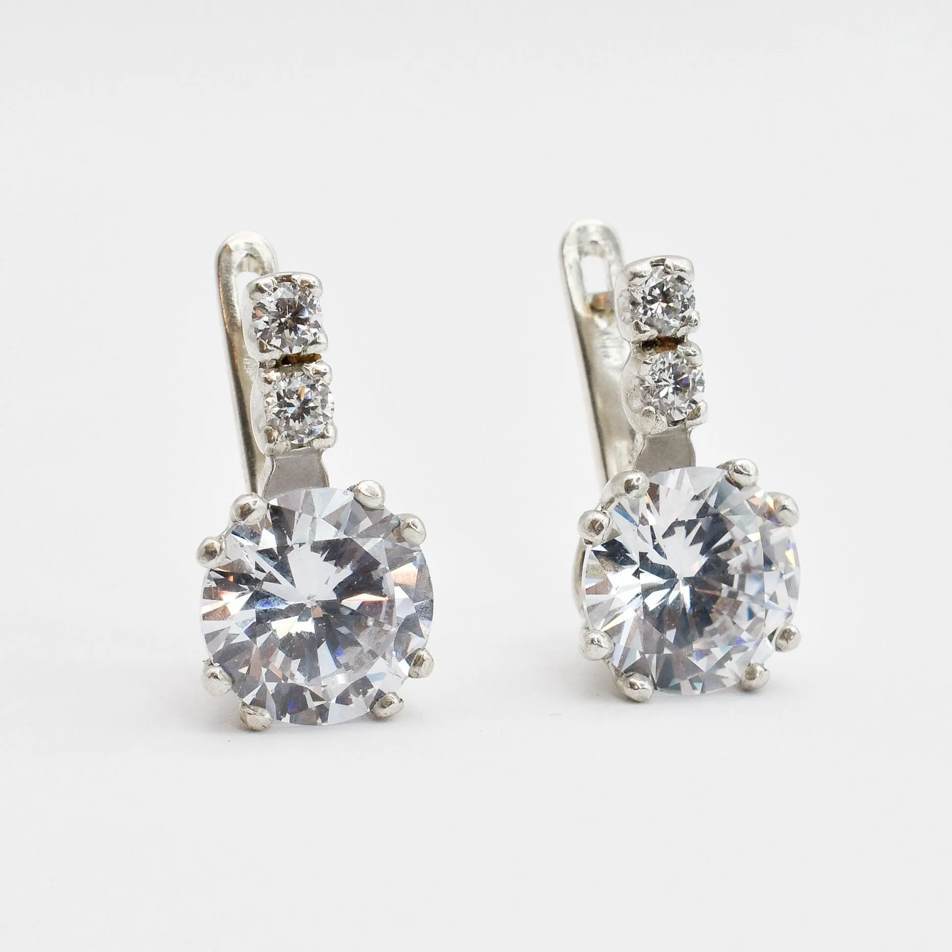 Sparkly Diamond Earrings - Drop Diamond Earrings - Elegant Vintage Earrings