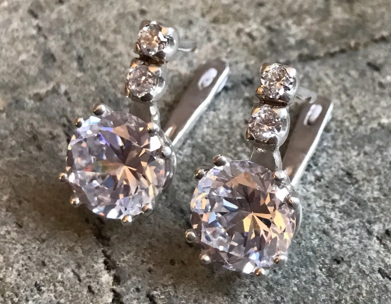 Sparkly Diamond Earrings - Drop Diamond Earrings - Elegant Vintage Earrings