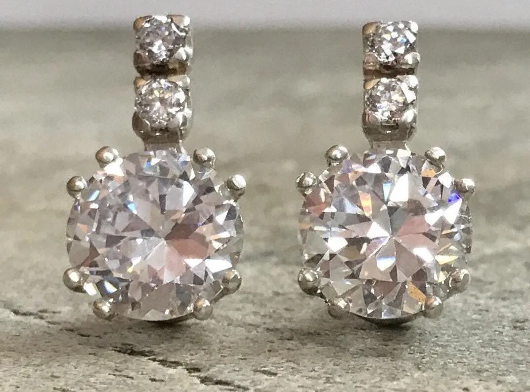 Sparkly Diamond Earrings - Drop Diamond Earrings - Elegant Vintage Earrings