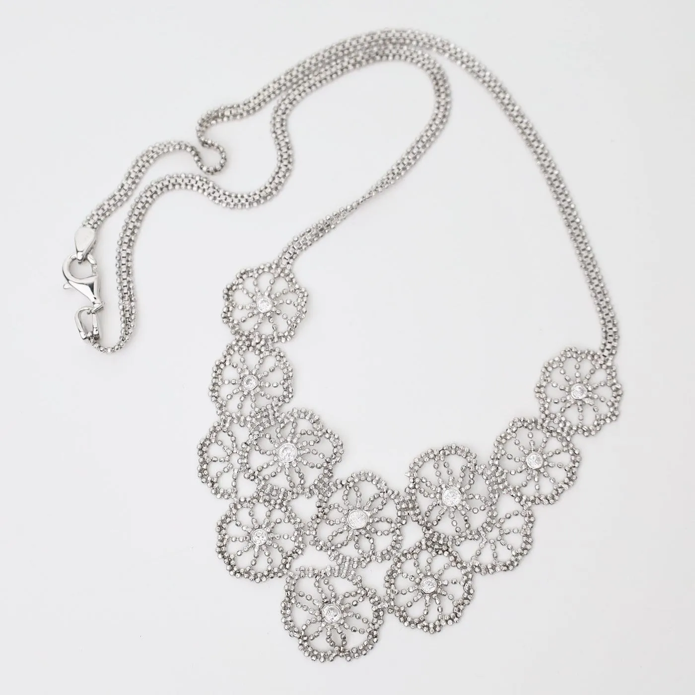 Sterling Sand Dollar Lace & Cubic Zirconia Necklace