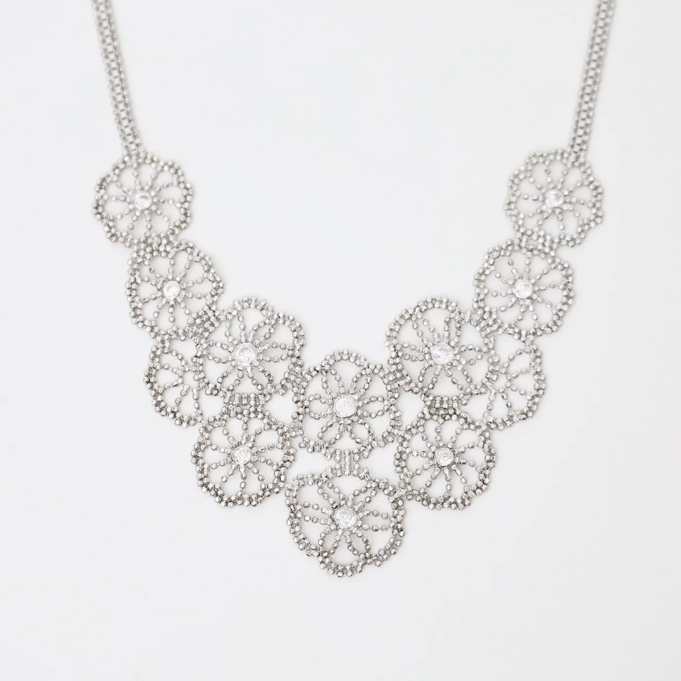 Sterling Sand Dollar Lace & Cubic Zirconia Necklace