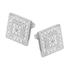 Sterling Silver Diamond Square Earrings