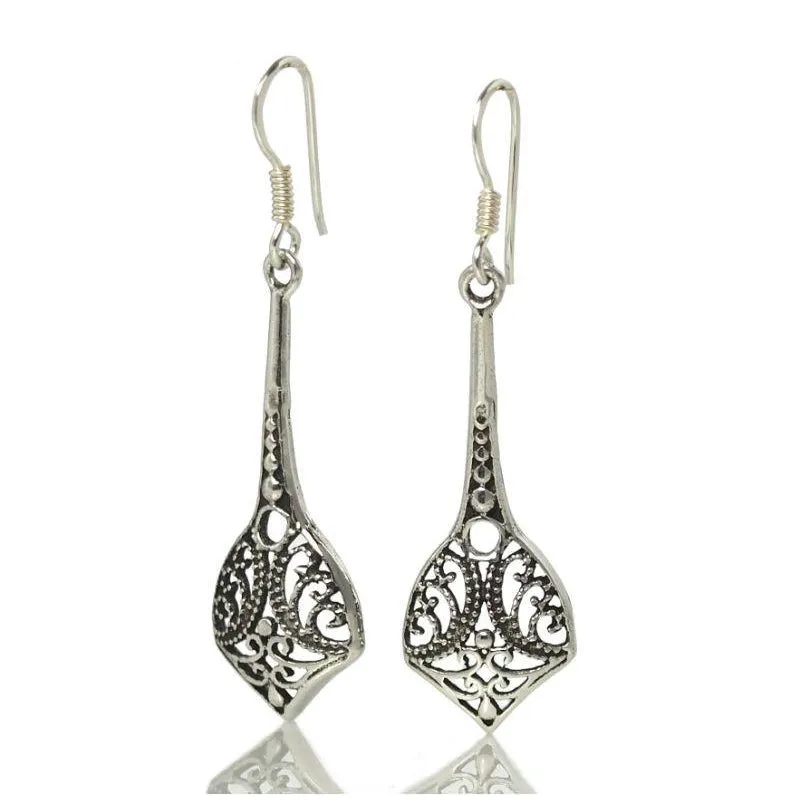 Sterling Silver Filagree Teardrop Earrings