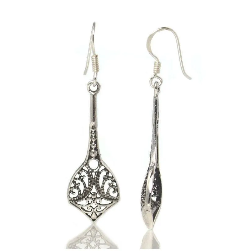 Sterling Silver Filagree Teardrop Earrings