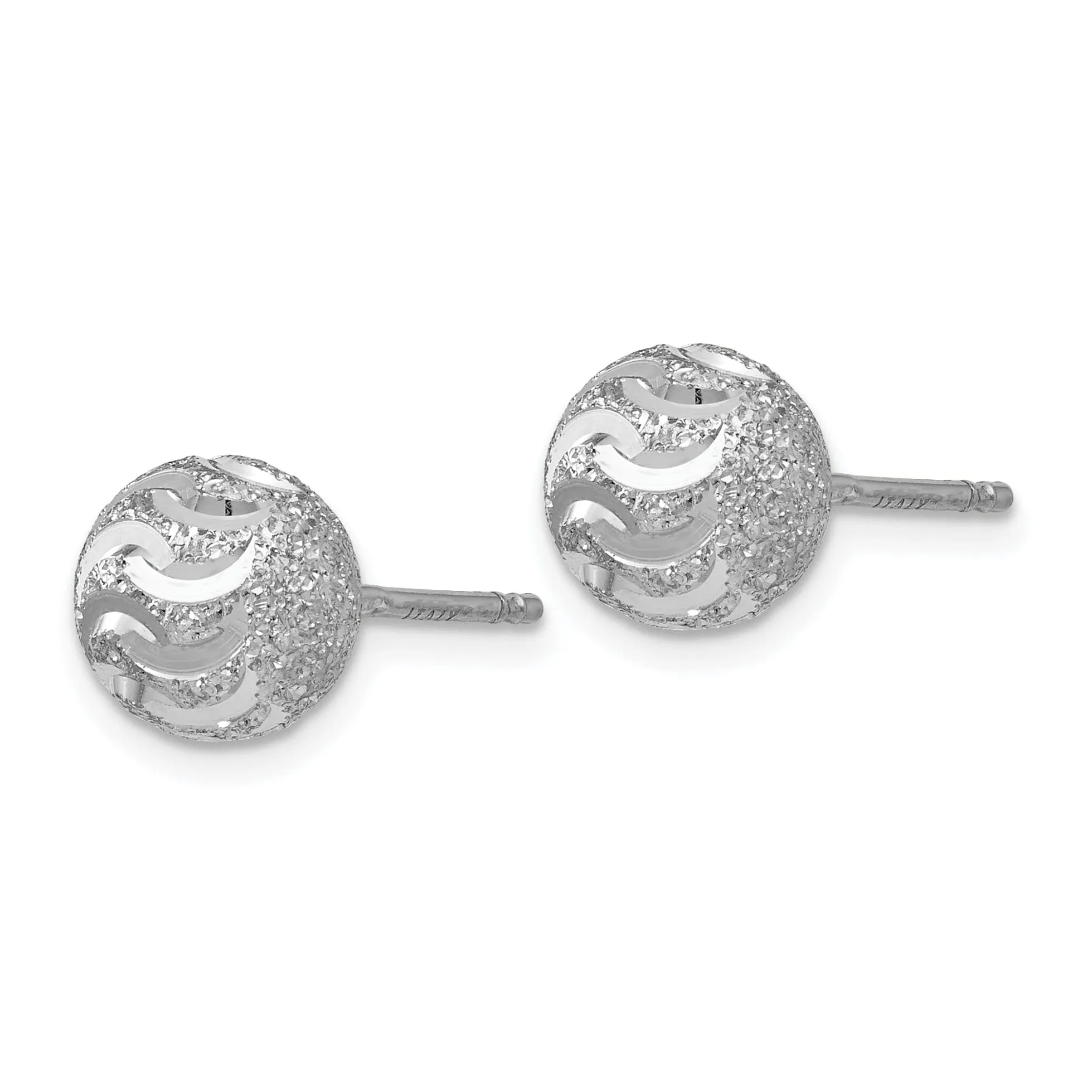 Sterling Silver Laser-cut Ball Post Earrings