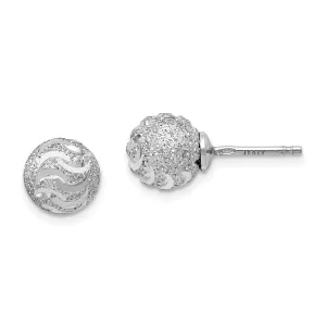 Sterling Silver Laser-cut Ball Post Earrings