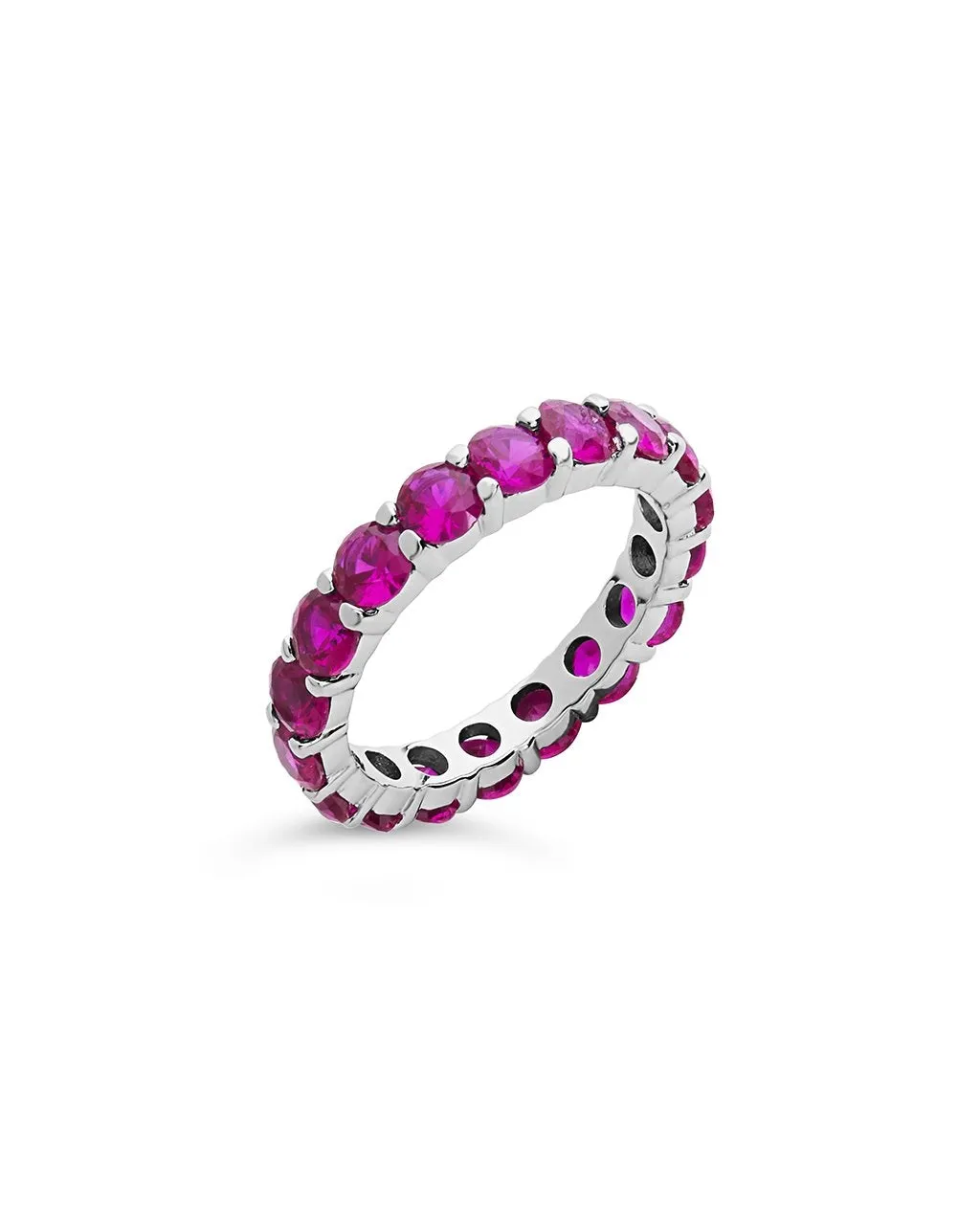 Sterling Silver Rainbow CZ Eternity Band Ring