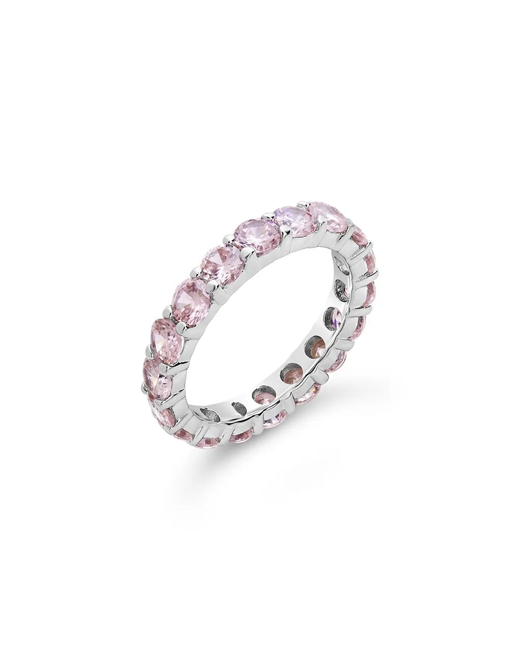 Sterling Silver Rainbow CZ Eternity Band Ring