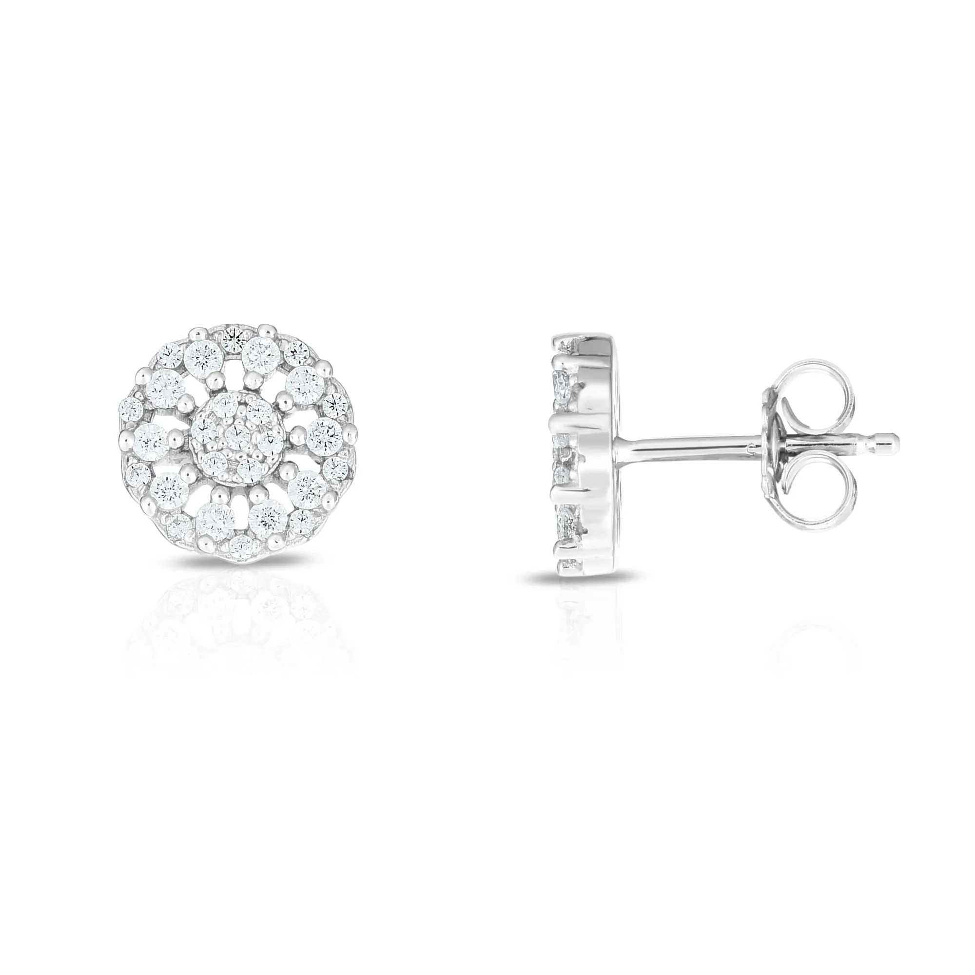 Sterling Silver Round Cubic Zirconia Stud Earrings