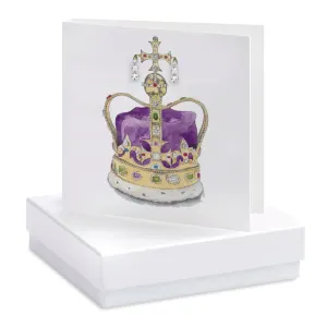 Sterling Silver Stud Earrings on Elegant Coronation Crown Card - Boxed Card and Gift