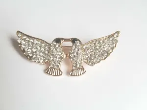 Stunning diamonte gold plated vintage look christmas love bird brooch cake pin b