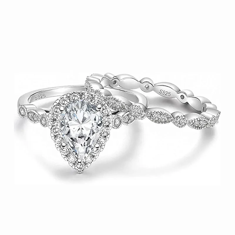 Sugar Mama 1.5ct 925 Sterling Silver Bridal Ring Set