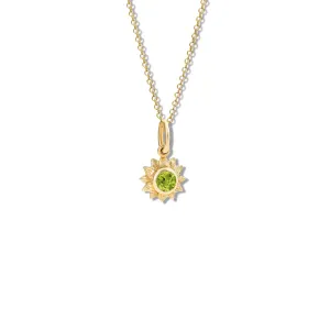 Sunflower Necklace Pendant Yellow Gold - Peridot