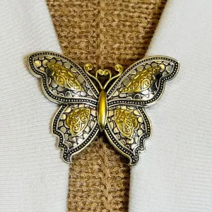 Sweater Clips Silver Butterfly Sweater Clip for Cardigan Clasp Coat Clip Vintage Style Gold Jewelry Gift Birthday Gift for Her by Fabulici